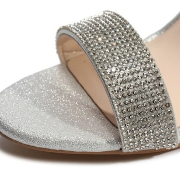 H by Halston Ankle Strap Party Bling High Heel Dress Sandal, Silver, NEW - Picture 13 of 16